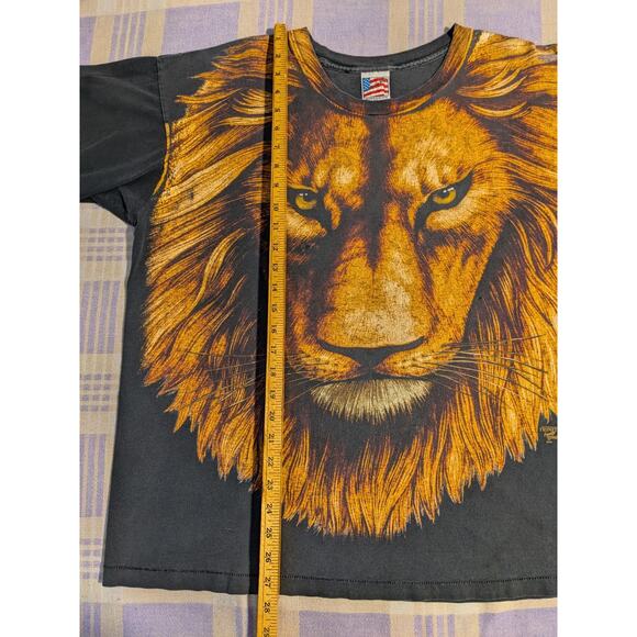 VTG 90s Lion Head T-Shirt Size XL Made Beach USA 90s Trinity AOP All Over Print - Picture 5 of 7